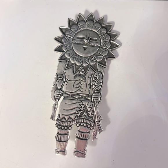Vintage Fred F. Charley Navajo Kachina Dancer Brooch 925 Sterling Sliver Signed - Picture 2 of 5